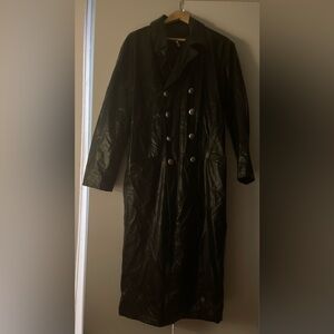 NEW Black Pleather Trench Coat size large